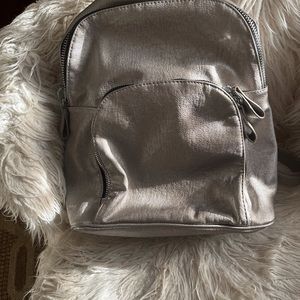 Metallic leather backpack